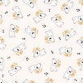 Happy Cute Bear Musician Trumpet Vector Graphic Seamless Pattern Royalty Free Stock Photo