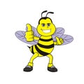 Happy cute bee give a thumbs up cartoon illustration
