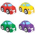 Happy Cute Cars Vector Illustration