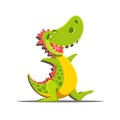 Happy cute cartoon dinosaur isolated on white Royalty Free Stock Photo