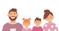 Happy cute family portrait of parents and kids: father, mother, son and daughter isolated on the white background. Family of four Royalty Free Stock Photo