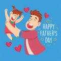 Happy cute father cartoon playing with his daugther Father day Vector Royalty Free Stock Photo