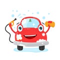 Happy cute fun clear car with hose and washcloth