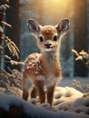 happy cute funny perfect beautiful playful joyful adorable pretty animated reindeer fawn stag, nature animated, wildlife Royalty Free Stock Photo