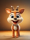 happy cute funny perfect beautiful playful joyful adorable pretty animated reindeer fawn stag, nature animated, wildlife Royalty Free Stock Photo