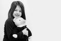 Happy cute girl hugging cute, teddy bear toy Royalty Free Stock Photo