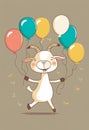 Happy Cute goat, balloon, heart. cartoon digital illustration Royalty Free Stock Photo