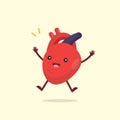 Happy cute heart organ character, healthy concept, vector illustration. Royalty Free Stock Photo
