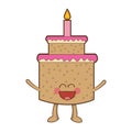 happy Cute kawaii cake with candle