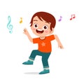 happy cute kid boy dance with music Royalty Free Stock Photo