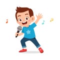 happy cute kid boy sing a song Royalty Free Stock Photo