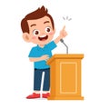 happy cute kid boy speech on podium Royalty Free Stock Photo