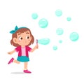happy cute kid girl blow bubble soap Royalty Free Stock Photo