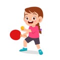 happy cute kid girl play train pingpong Royalty Free Stock Photo