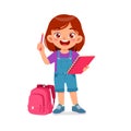 happy cute kid little boy girl ready to back to school Royalty Free Stock Photo