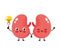 Happy cute kidneys with lightbulb character