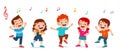 happy cute kids boy and girl dance together Royalty Free Stock Photo