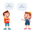 happy cute kids boy and girl talking each other Royalty Free Stock Photo