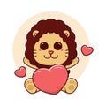 happy cute lion love adorable cartoon doodle