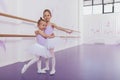 Two adorable little ballerinas at dance class