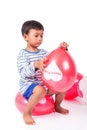 Happy cute little boy play balloon Royalty Free Stock Photo