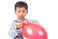 Happy cute little boy play red balloon Royalty Free Stock Photo