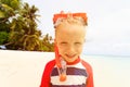 Happy cute little boy snorkel at beach Royalty Free Stock Photo