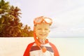 Happy cute little boy snorkel at beach Royalty Free Stock Photo