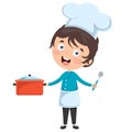 Happy Cute Little Chef Cooking Royalty Free Stock Photo