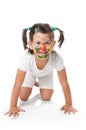 Happy cute little girl with painted face Royalty Free Stock Photo