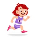 happy cute little girl run in marathon game Royalty Free Stock Photo
