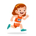happy cute little girl run in marathon game Royalty Free Stock Photo