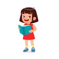 happy cute little kid boy girl read study learn story book school Royalty Free Stock Photo