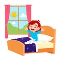 happy cute little kid girl wake up in the morning Royalty Free Stock Photo
