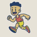 Happy and Cute Runner Cartoon Illustration