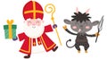 Happy and cute Saint Nicholas - Sinterklaas and Krampus celebrate Saint Nicholas Day - vector illustration isolated on