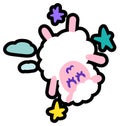 Happy Cute Sleeping Lamb Dreams Symbol Cartoon