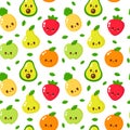 Happy cute smiling fruit face seamless pattern Royalty Free Stock Photo