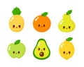 Happy cute smiling fruit face set Royalty Free Stock Photo