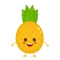 Happy cute smiling funny pineapple.