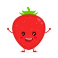 Happy cute smiling funny strawberry.