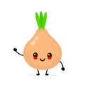 Happy cute smiling onion. Vector