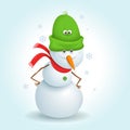 Happy cute snowman vector cartoon clipart