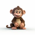 Happy 3d Animated Monkey On White Background