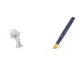 Happy 3D Character with a FountainPen Royalty Free Stock Photo