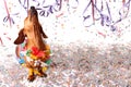 Happy dachshund at Carnival party