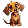 Happy Dachshund Head Sticker - Cute Cartoon Style