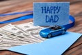 Happy Dad`s card and car.