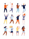 Happy dancers. Party happy people night club crowd dancers stylized characters vector collection Royalty Free Stock Photo