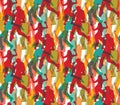 Happy dancing people color seamless pattern.